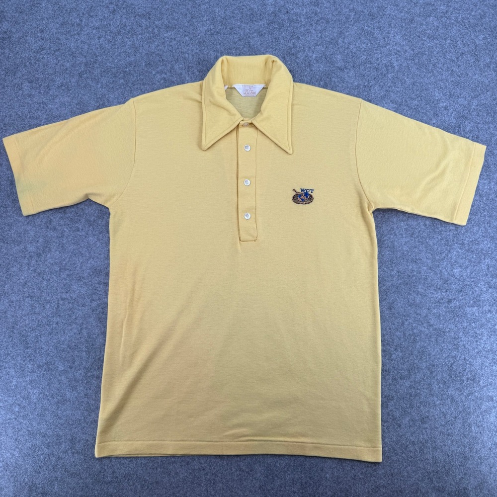 Vintage DiFini WCT World Championship Tennis Polo Shirt Mens Medium Yellow USA